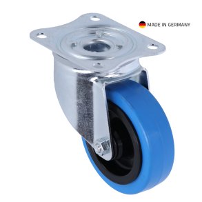 Tente Swivel Castor without breaks 100 mm, blue wheel